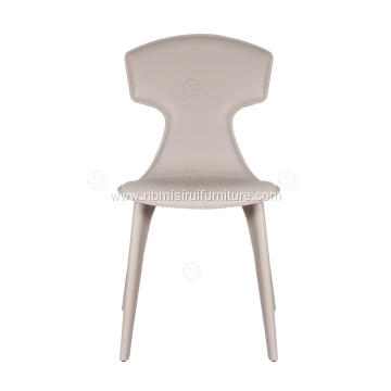 Italian minimalist white leather Ele side chairs